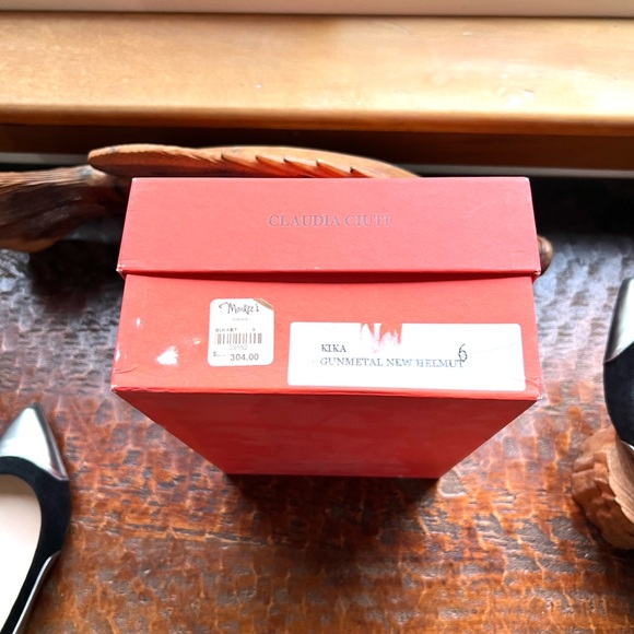 NWT New in Box Claudia Ciuti Kika Black Suede and Gun Metal Leather Flats Party - Picture 9 of 11